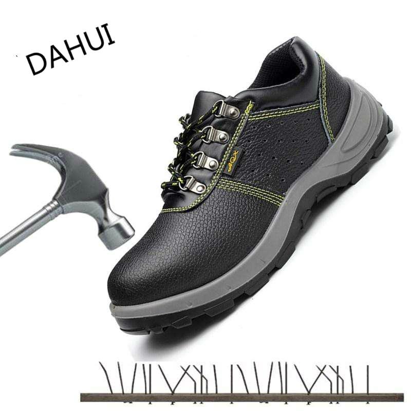 Sepatu Keselamatan Pria Baja Kaki Baja Insole Sepatu Bot Pria Kasual Kulit PU Berenda Hitam Brankas Toe Bekerja sepatu untuk Pria Ukuran Besar 36-46