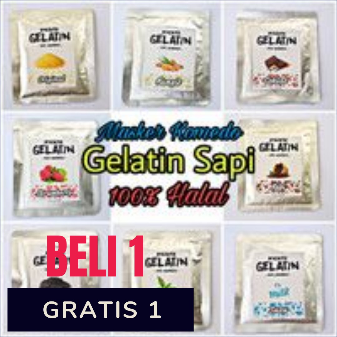 PROMO BELI 1 GRATIS 1 Masker gelatin hempas komedo asli tulang sapi