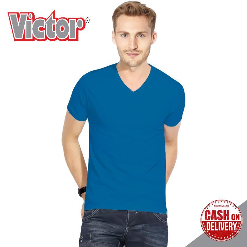 VICTOR Kaos Pria Polos Premium Hitam Lengan Pendek V-Neck / Kaos Hitam Solid / Baju Kaos Distro / Kaos T Shirt Cowok / Kaos Keren Terbaru / Kaos Atasan Pria Dewasa / Casual Tumblr Tee T-Shirt Pria Kaos Polos - Kaos Oblong - Kaos Lengan Pendek Cotton Combe