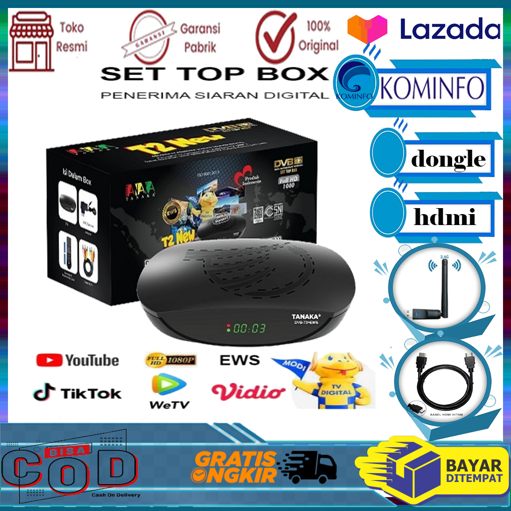 Set Top box TANAKA NEW Digital DVB T2 EWS UHF HD set topbox tv analog