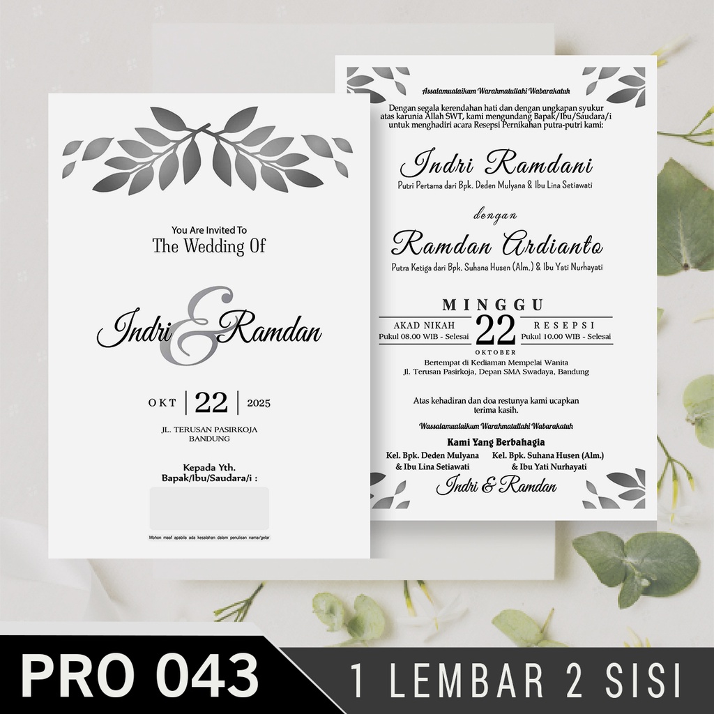 100PCS 50 Desain Undangan Pernikahan 1 Lembar 2 Sisi Grayscale 100pcs-50-desain-undangan-pernikahan-1-lembar-2-sisi-grayscale