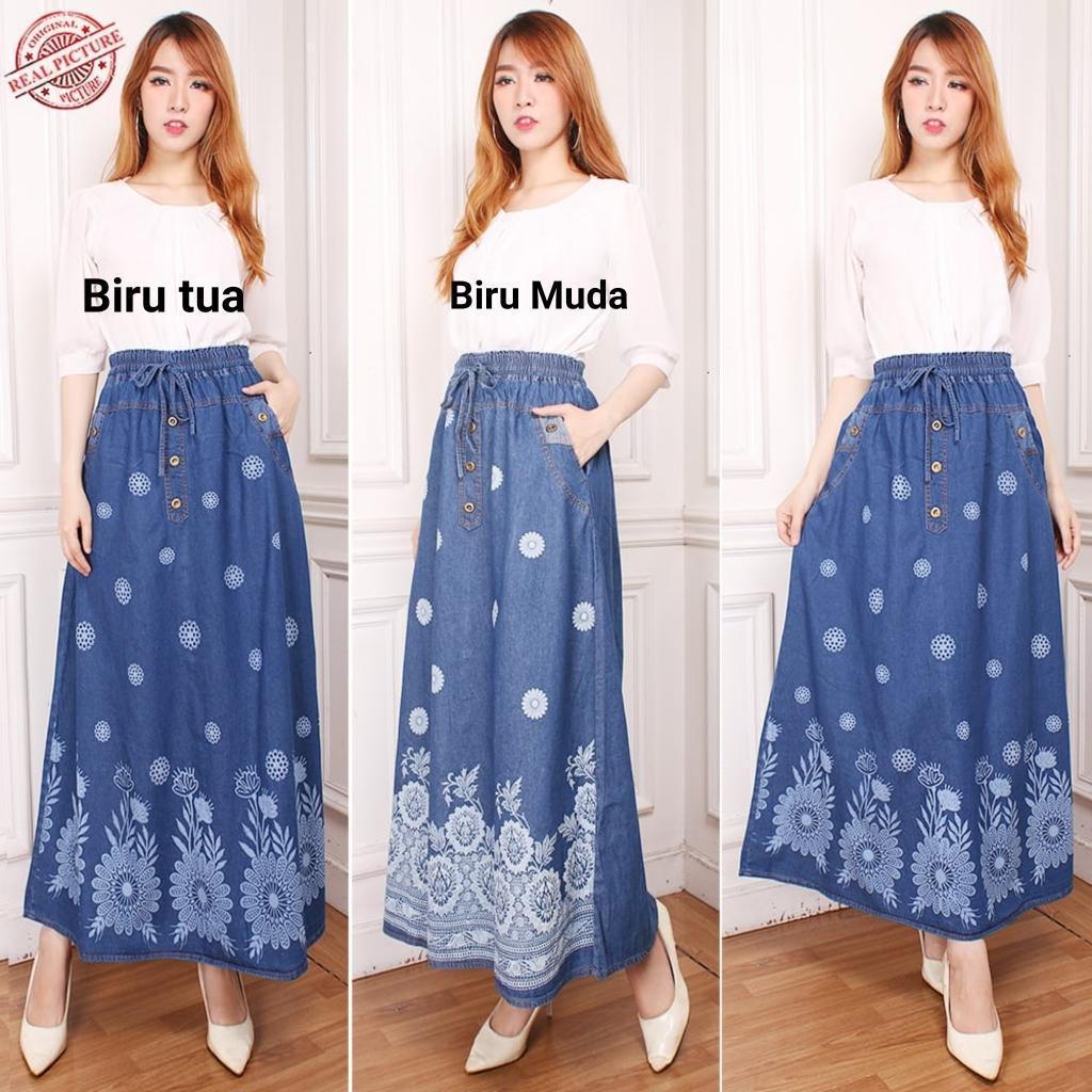 Best Rok Panjang Kullina Rok Jeans Wanita