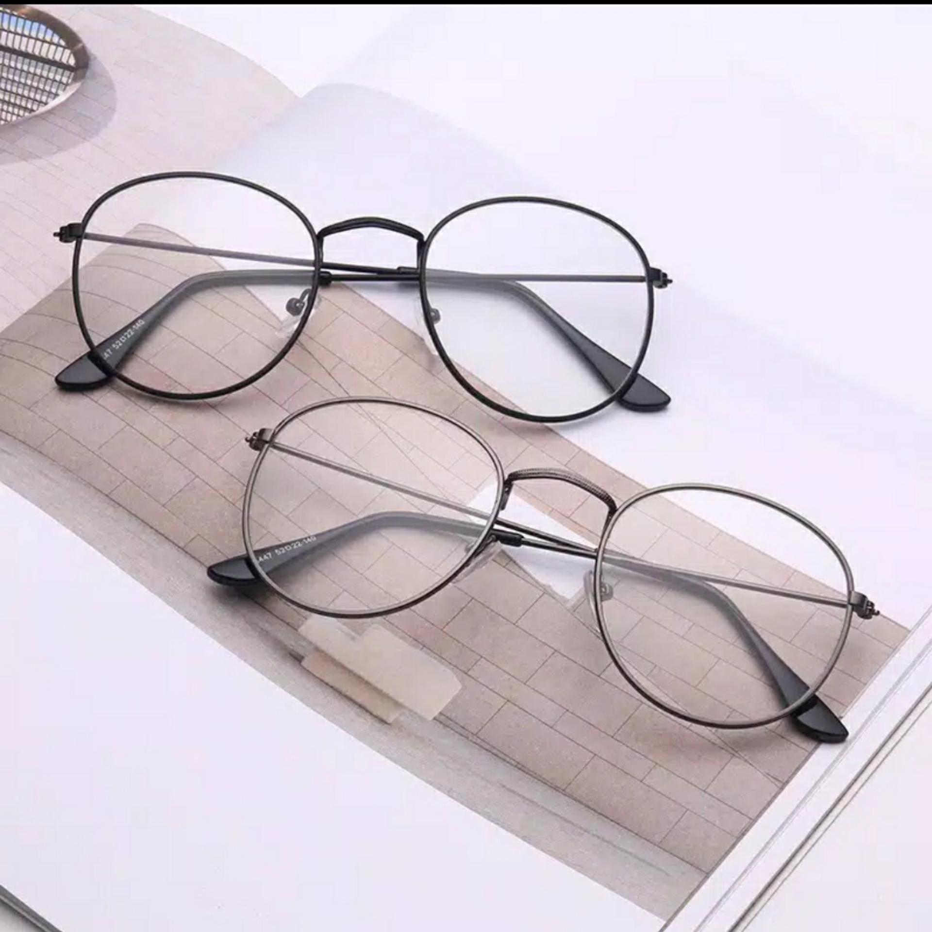 E&S_(COD) Kacamata frem oval Korea rangka transparan sungglases unisex vintage wanita pria milenial
