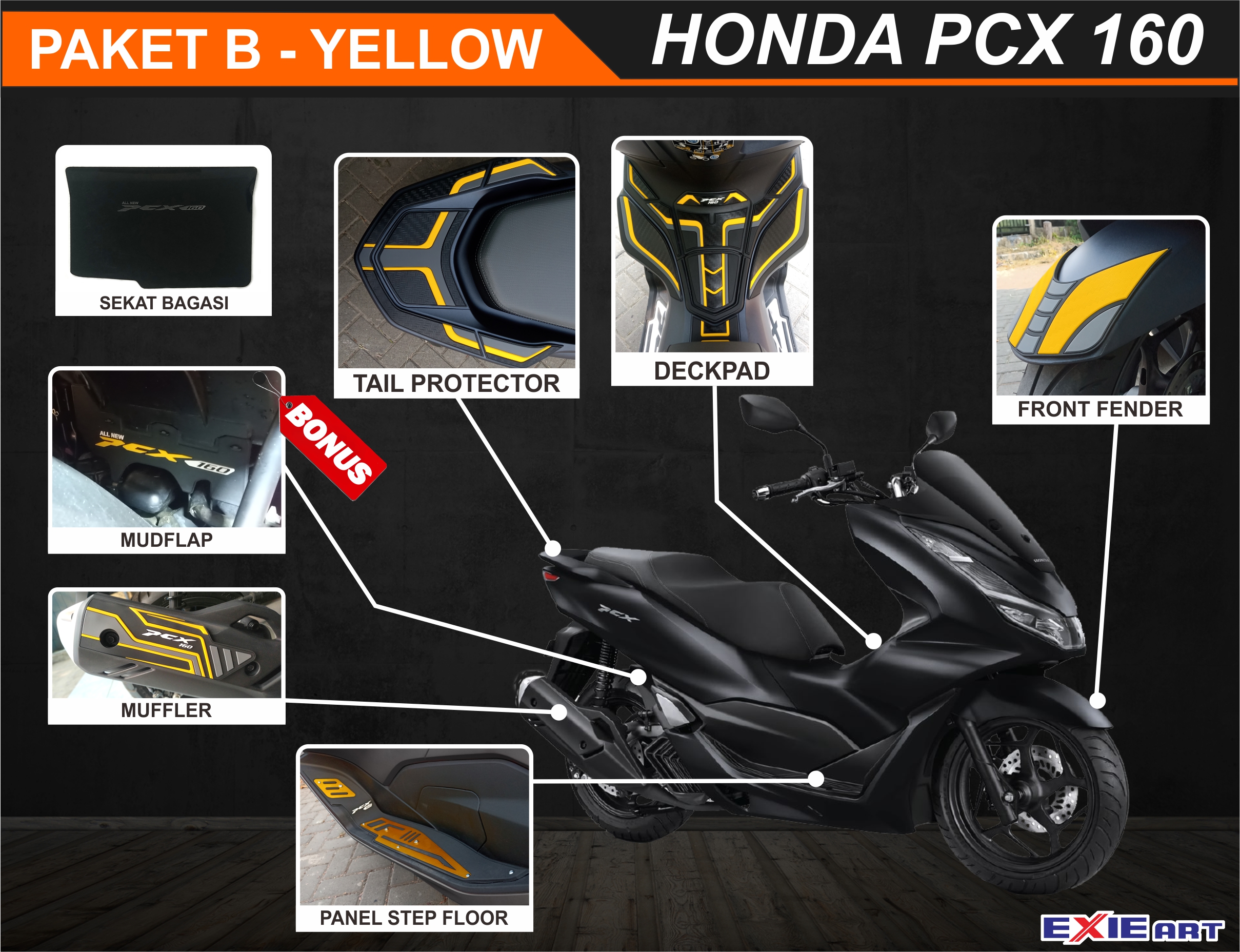 PAKET KOMPLIT PROTECTOR PCX 160 - FULL SET AKSESORIS HONDA PCX 160 ...