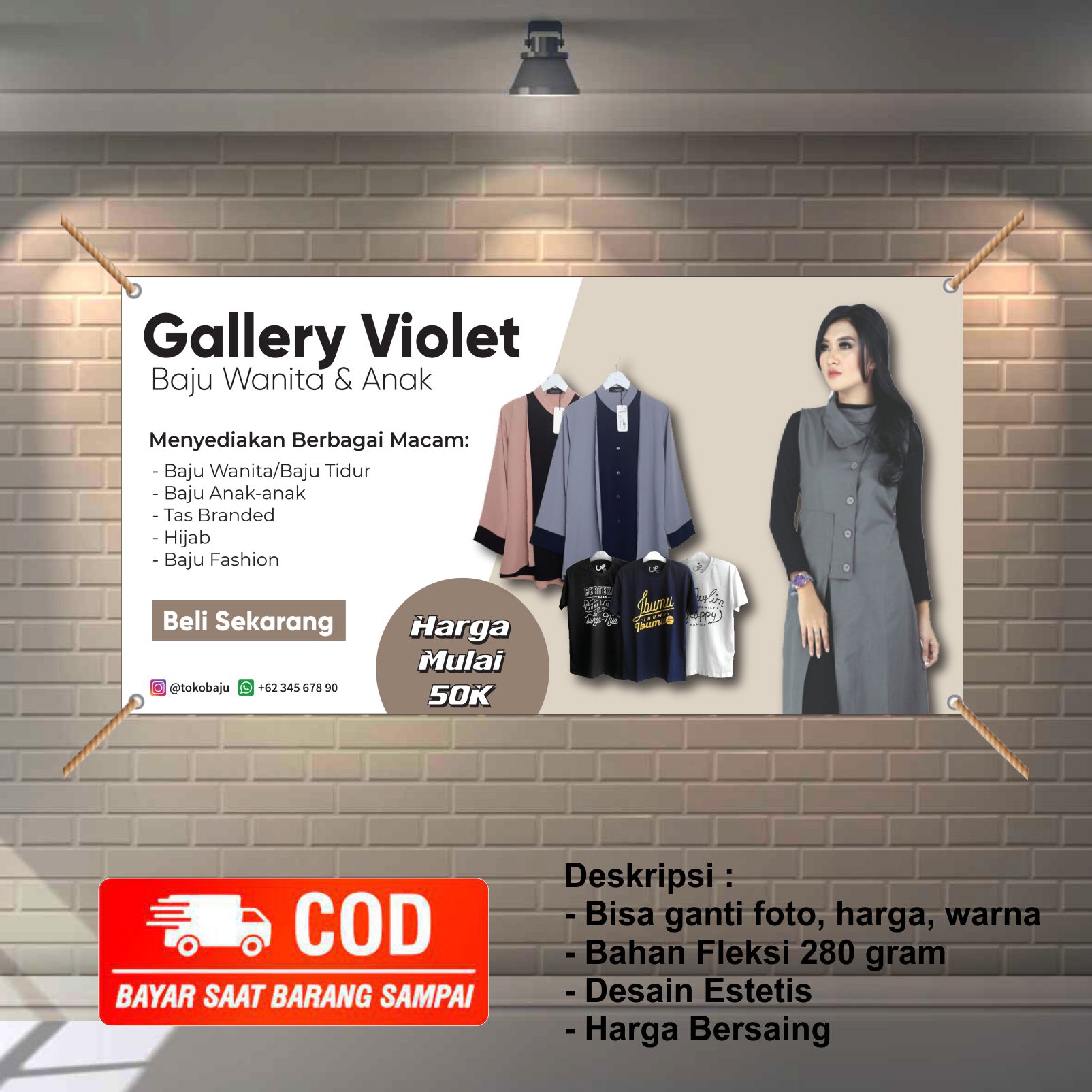 spanduk toko baju wanita toko baju tidur baju anakanak toko tas