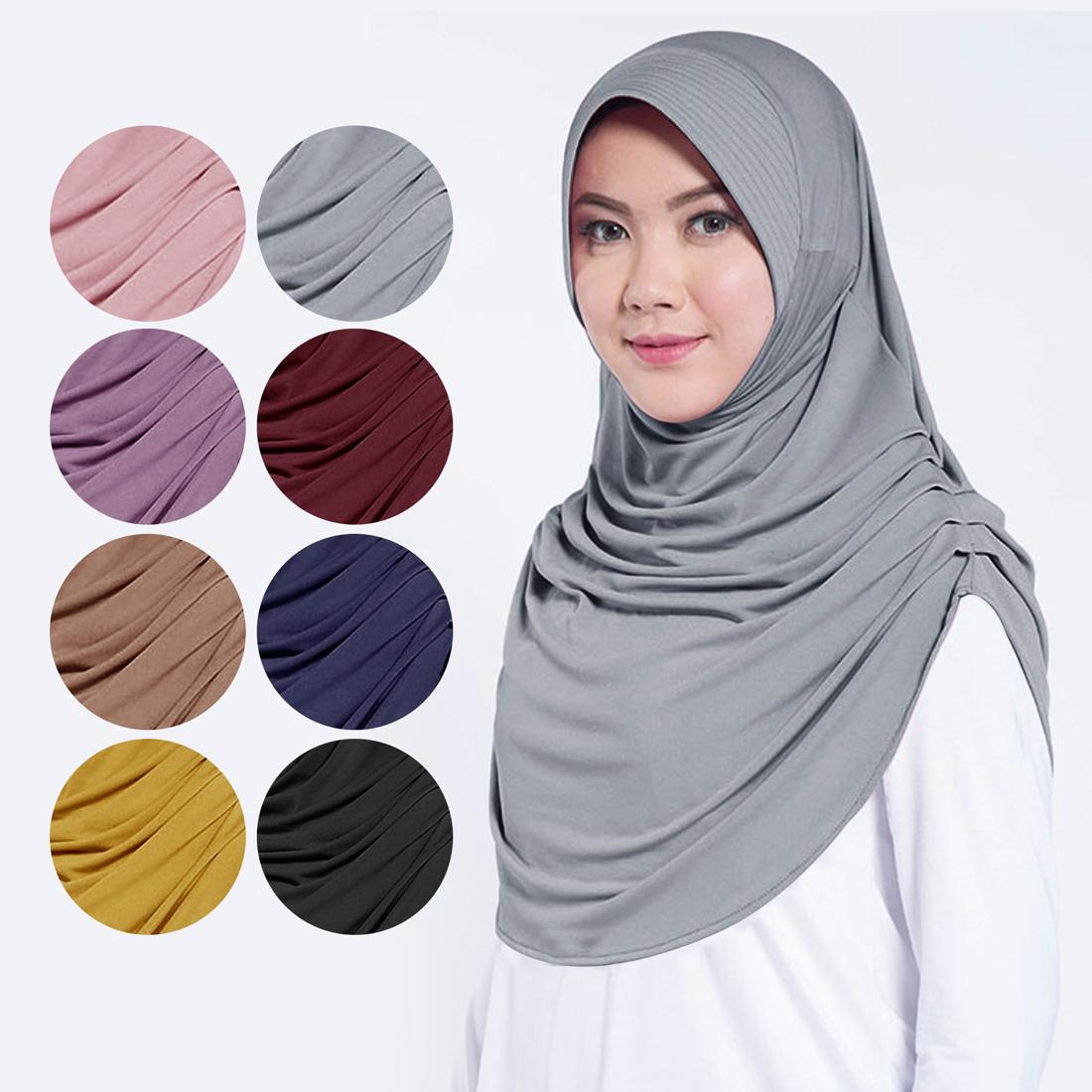 Jilbab Instan Kerudung Model Bergo Ramona Polos - Khimar Cantik Murah Bayar Ditempat - Hijab Kerut Pinggir Bahan Jersey - Terlaris Simple Fashion Wanita Muslimah