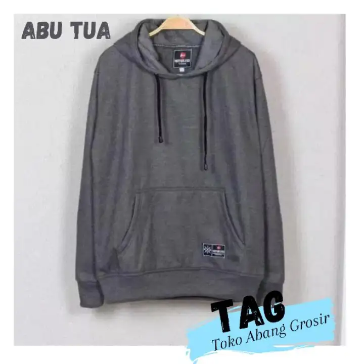 jaket hoodie abu abu polos