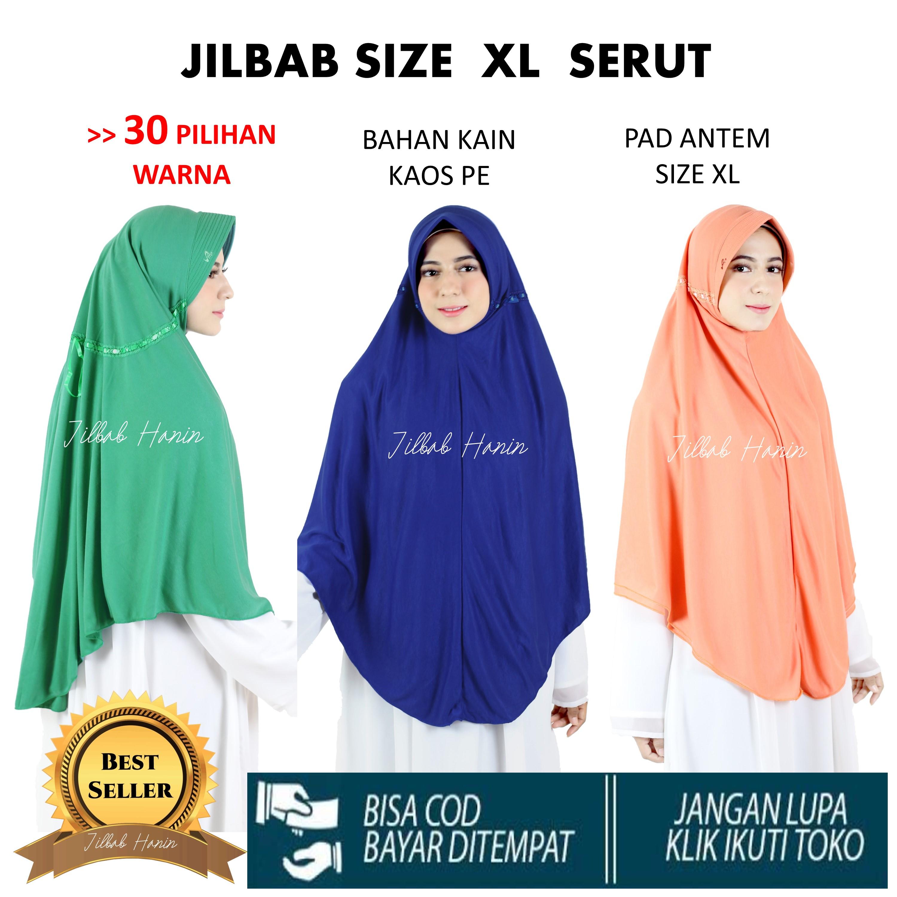 Jilbab Hanin Instan SIZE XL Tali Serut Dewasa / anak Sekolah Bahan Kaos Hijab Antem Syari