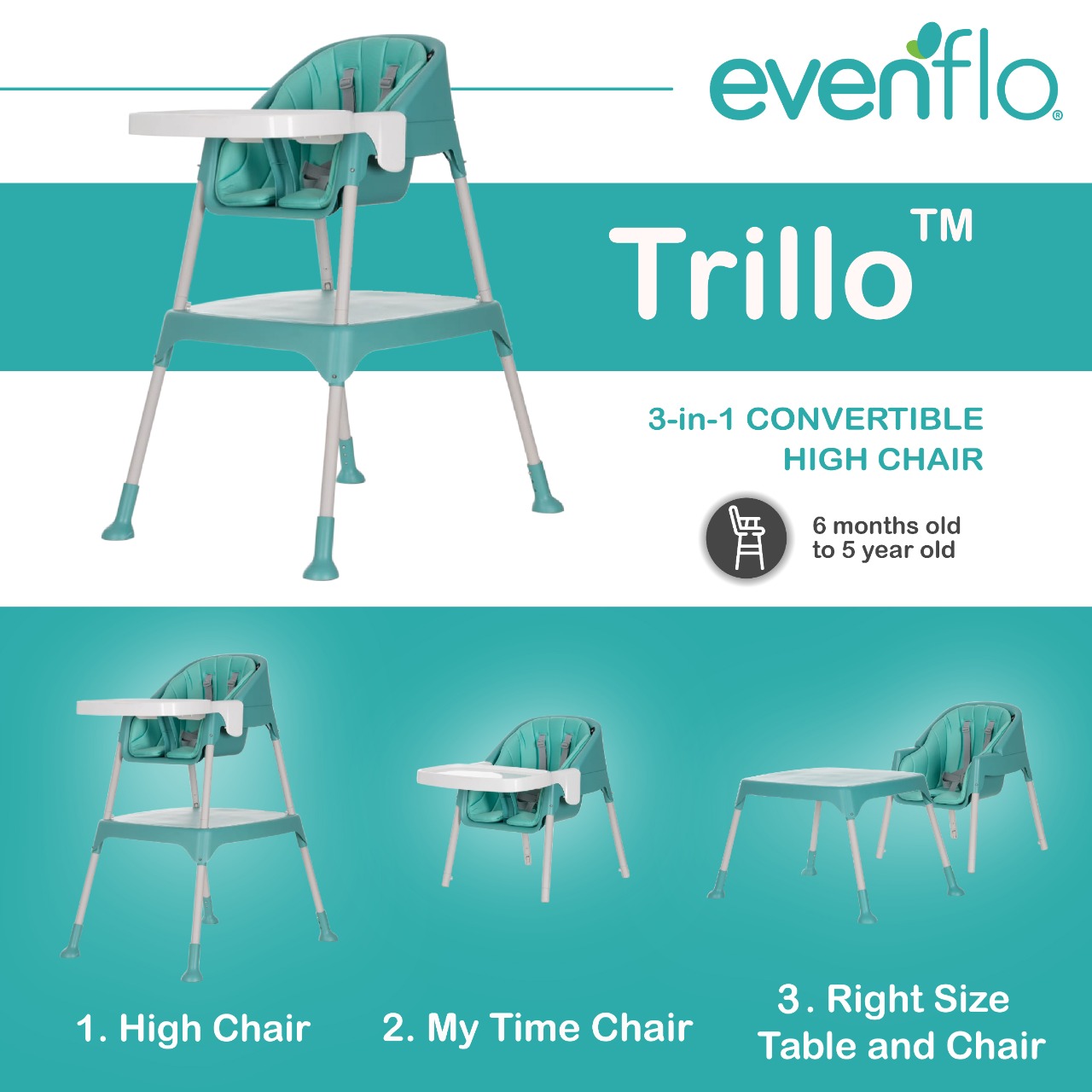 Evenflo high chair 3 in 1 best sale