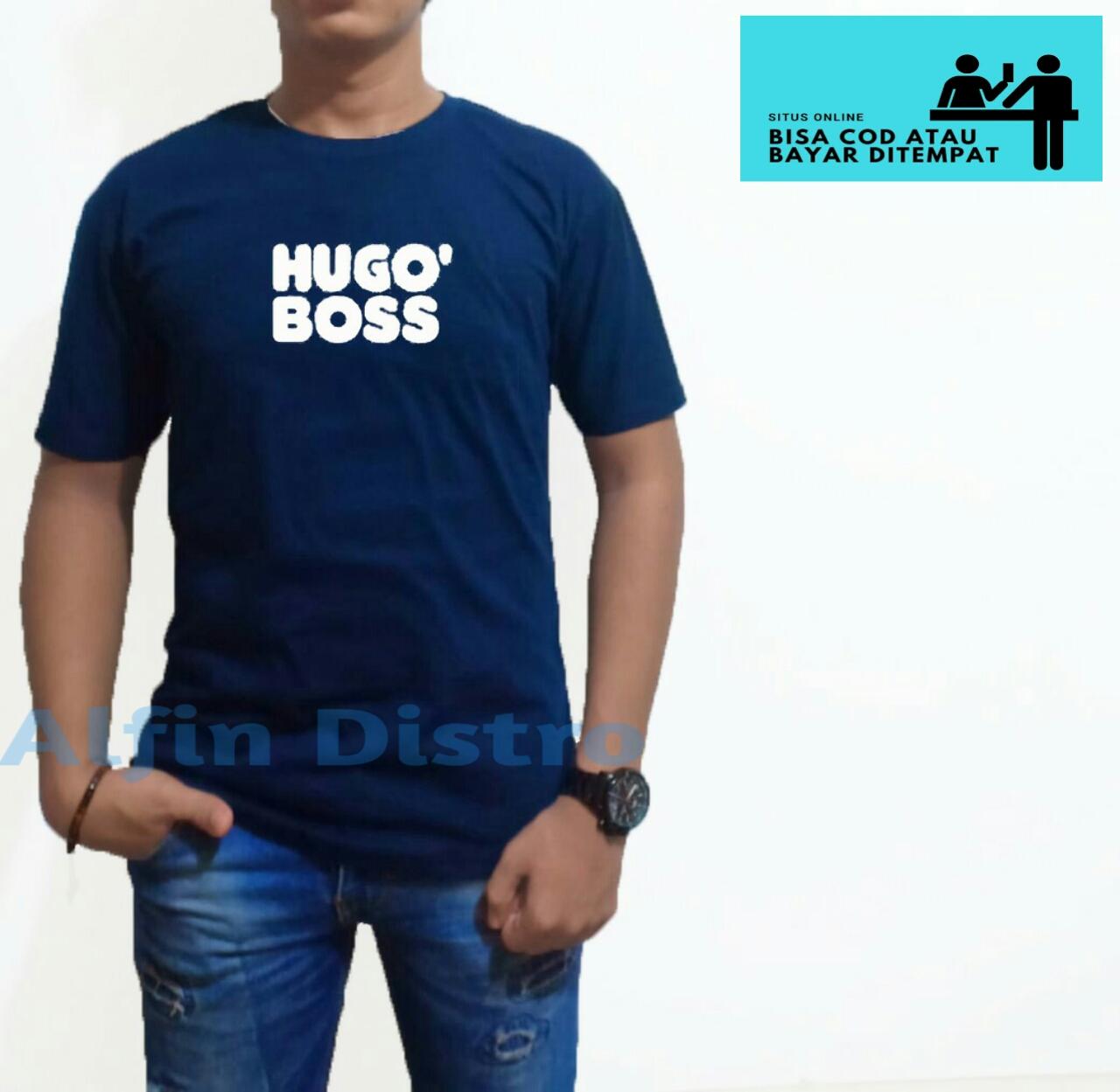 ALFIN distro / Kaos Hugo boss / Kaos Distro Pria / Kaos Terlaris / Atasan T-Shirt Pria / Baju Kaos Distro Bandung Keren / Kaos Distro Murah / Produk Distro Indonesia Kaos Distro 100% Cotton Combed 30s Bahan Adem Kaos Hitam / Kaos Polos Distro