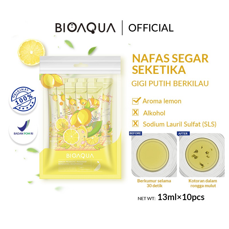 Bioaqua Refreshing Mouthwash Lemon Fragrant 13ml (SACHET) Lazada