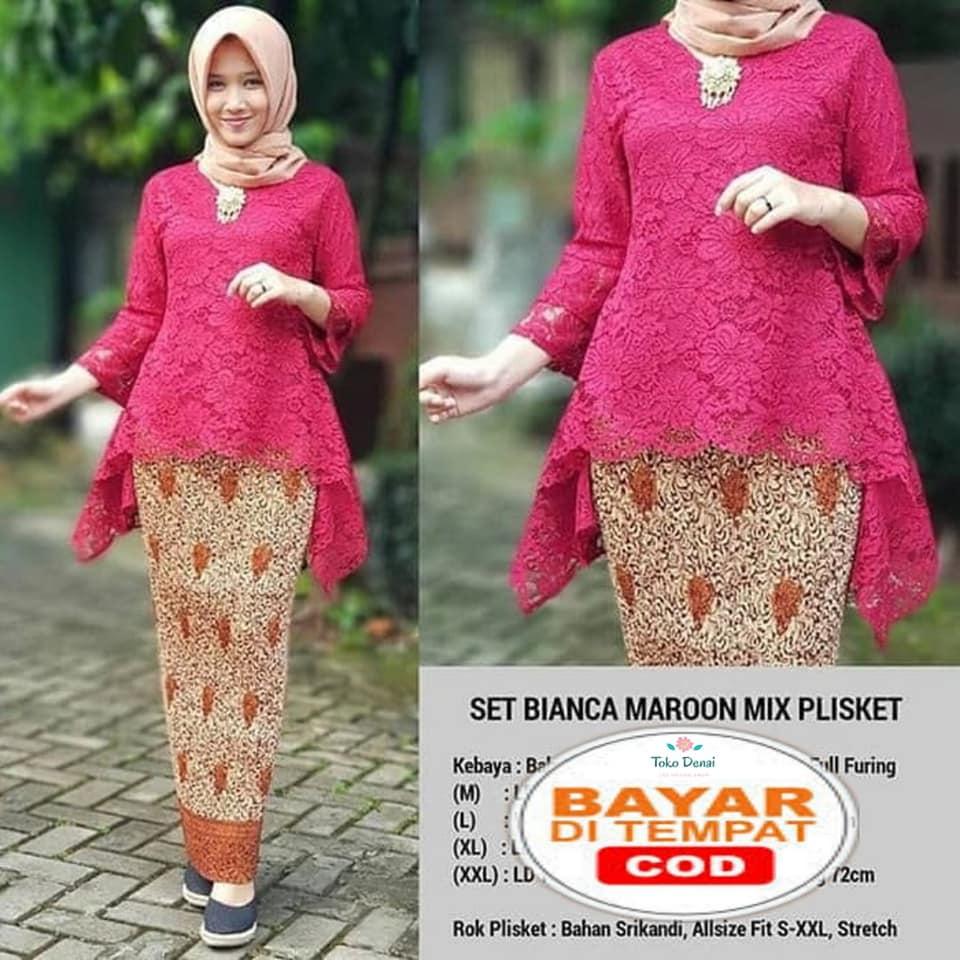 toko denai - kebaya modern setelan kebaya brukat rinjani kebaya wisuda set rok plisket rok pinggang karet