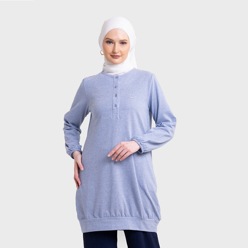Hanna Dress Tunik Wanita Half Button Long Fit Katun Spandex Baju Atasan  Wanita Muslimah Model 010123 | Lazada Indonesia