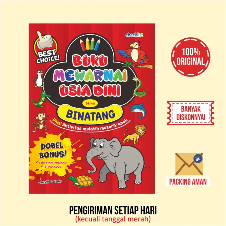 Buku Mewarnai Usia Dini Tema Binatang Anak Paud Tk Lazada Indonesia