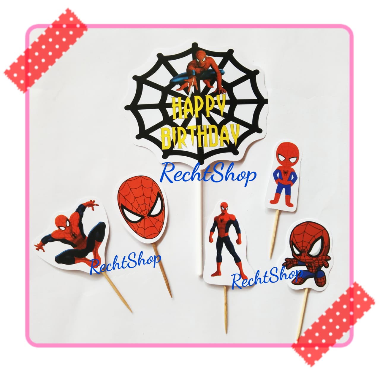 Topper Toper Cake Hiasan Kue Ulang Tahun Karakter Spiderman Isi Satu Set Lazada Indonesia