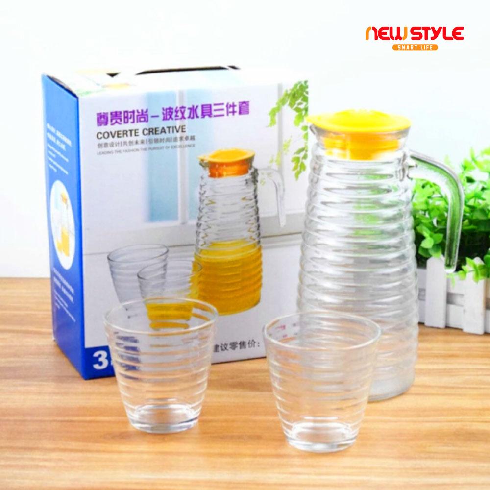 Newstyle - Pitcher set 3 pcs dapur/peralatan rumah tangga teko gelas minum botol air