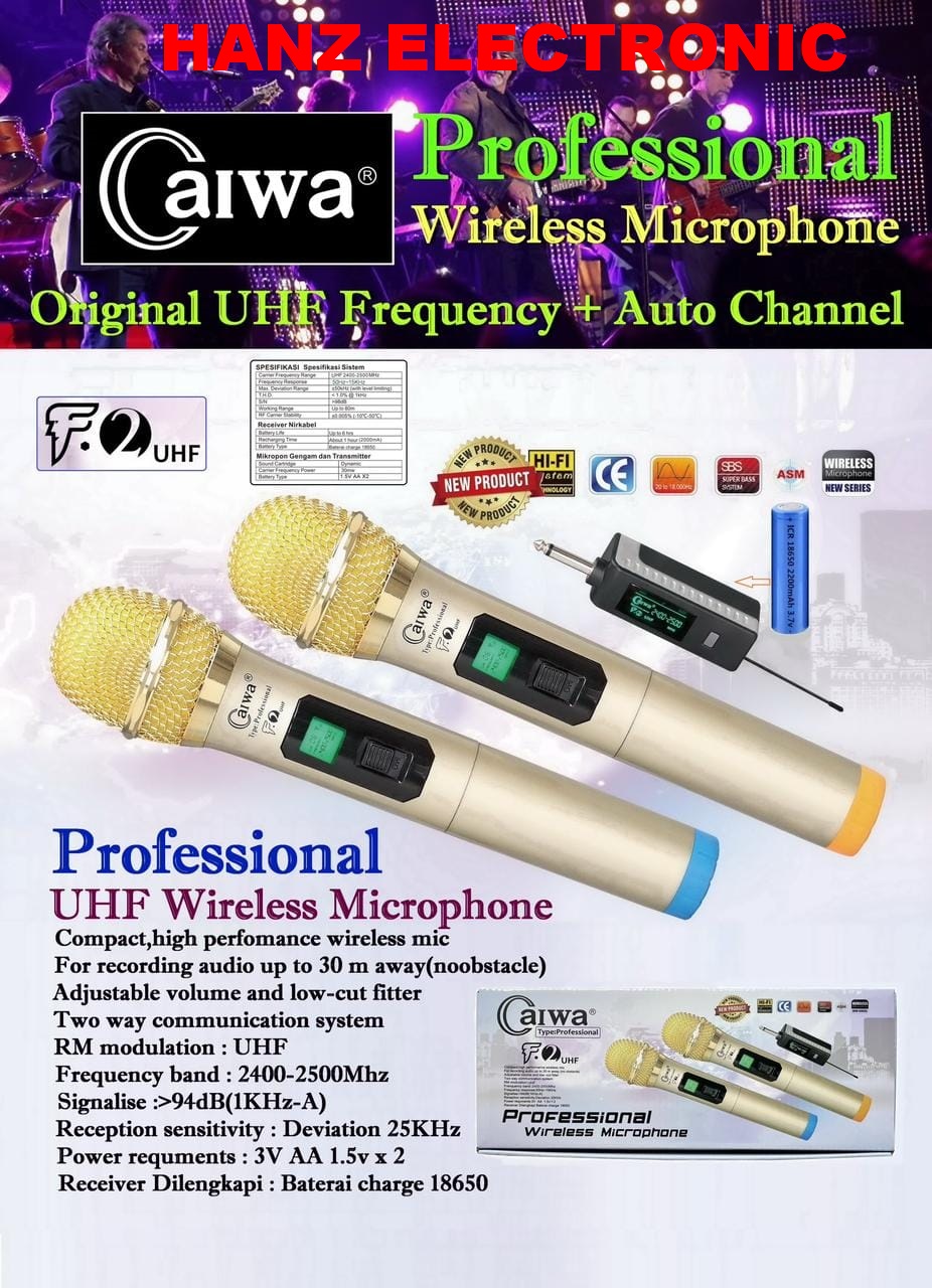 MIC WIRELESS 2 MIC GAGANG C-AIWA F 2 ORIGINAL | Lazada Indonesia