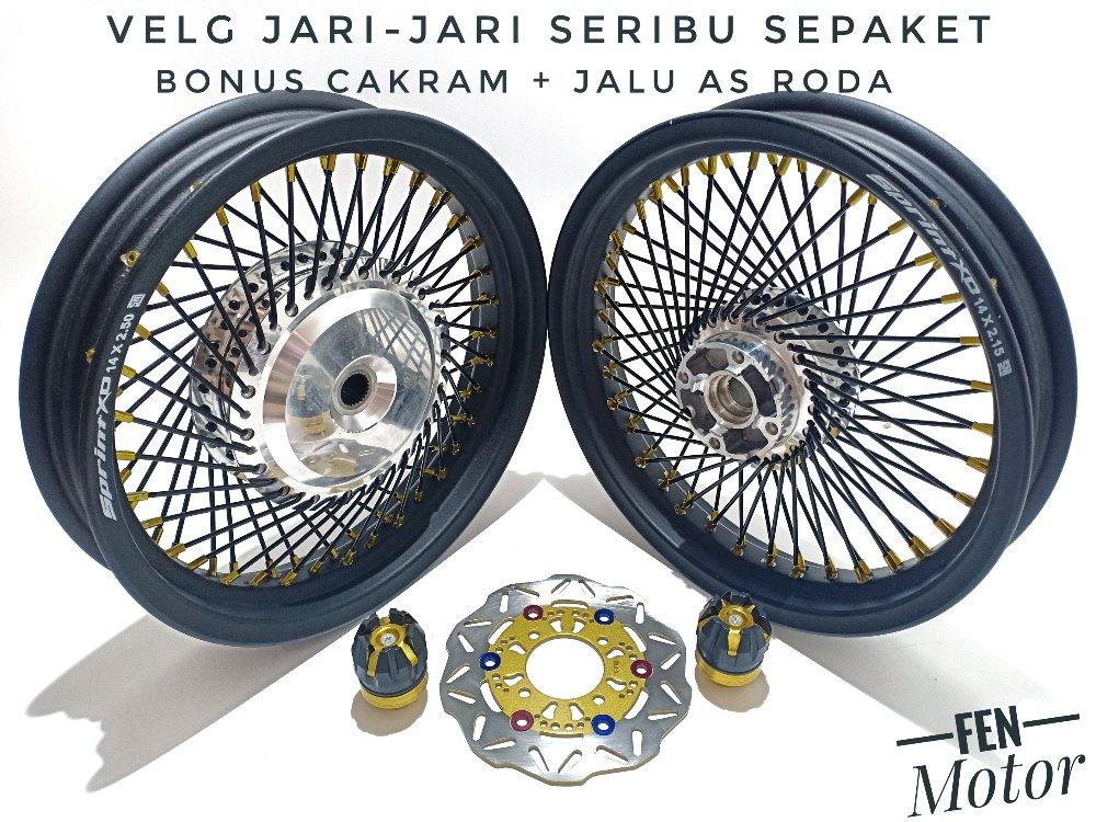 Velg Rossi Sprint XD Tapak Lebar Ring 14 Sepaket Jari Jari Seribu - Spin Vario 110-125-150 Beat Mio Bonus Cakram Dan Jalu As Roda