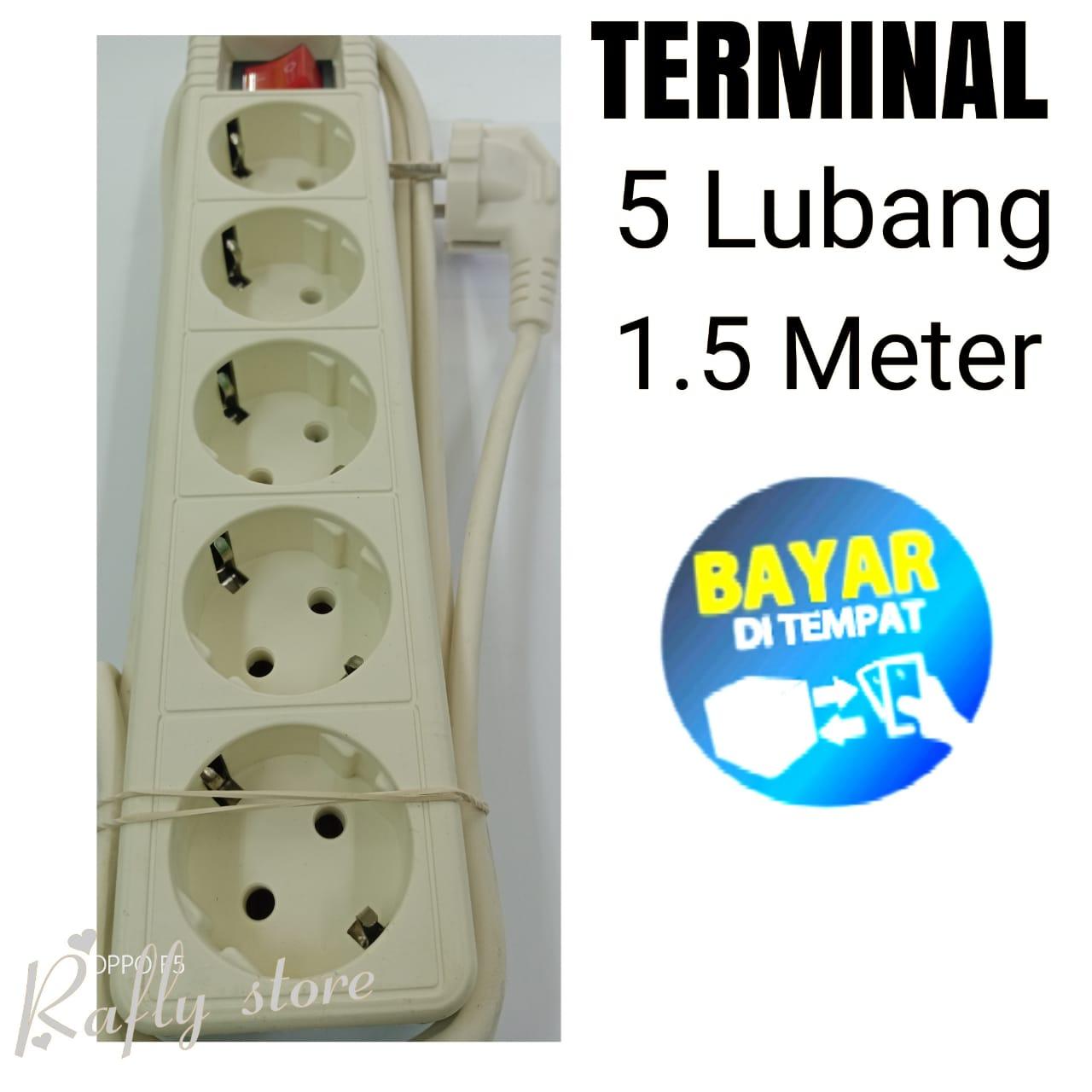 R/S1; Kabel Colokan 5 Lubang 1.5 Meter Perkakas Listrik Kabel Terminal Stop Kontak Listrik 5 Lubang 1.5 Meter Ada Tombol ON/OFF / Rashakyamakoe store