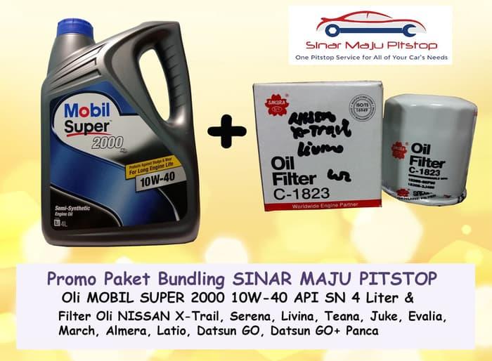 Paket Oli MOBIL SUPER 10W-40 API SN & Filter Oli NISSAN EVALIA & MARCH