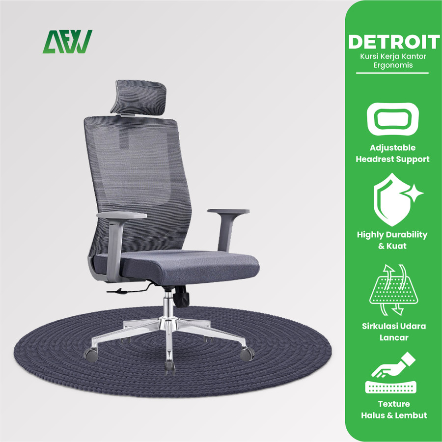 DETROIT Kursi Kerja Kantor Ergonomis Office Working Chair Bangku Staff