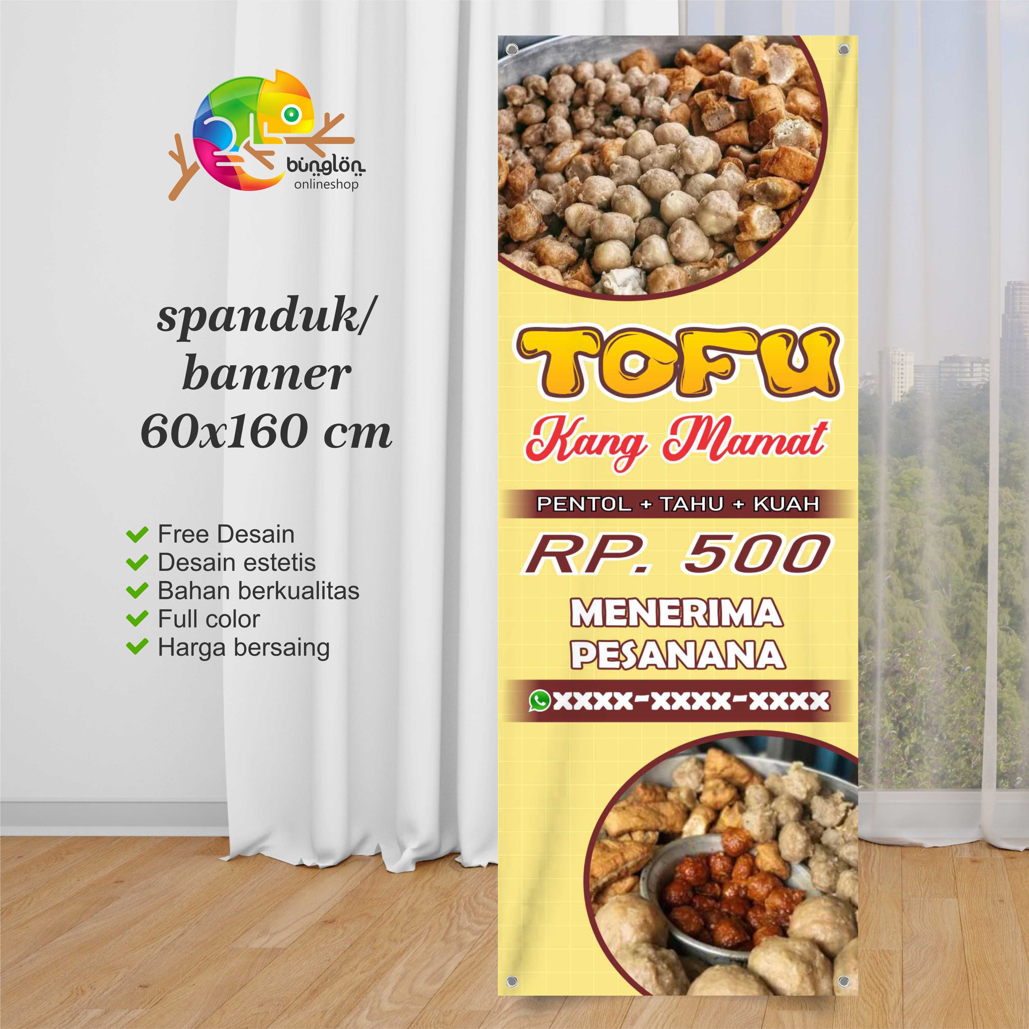 Spanduk 60x160 Banner Tofu Pentol Custom Desain | Lazada Indonesia