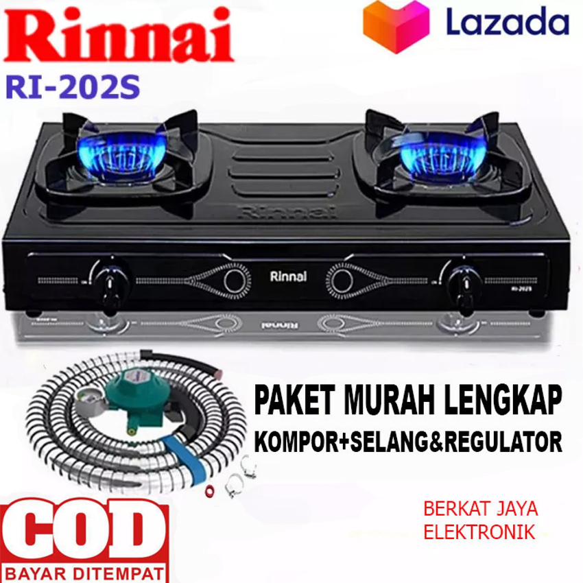 Harga Promo RINNAI Kompor Gas 2 Tungku RI-202S Bahan Sangat Kuat Hitam  Teflon SI API BIRU SUPER AWET 100% ORIGINAL | Lazada Indonesia