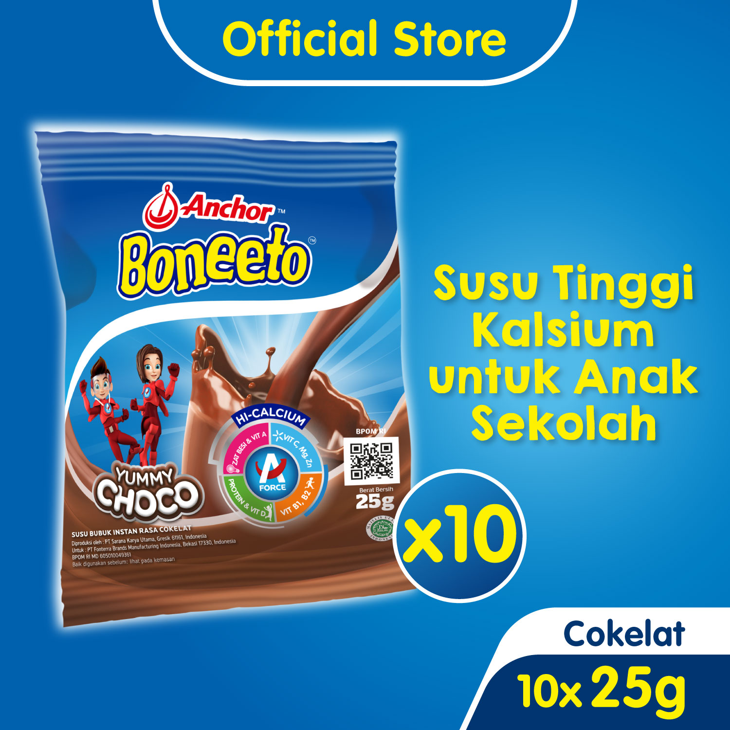 Boneeto Susu Bubuk Anak Sekolah Yummy Choco 10 x 25g - Nutrisi ...