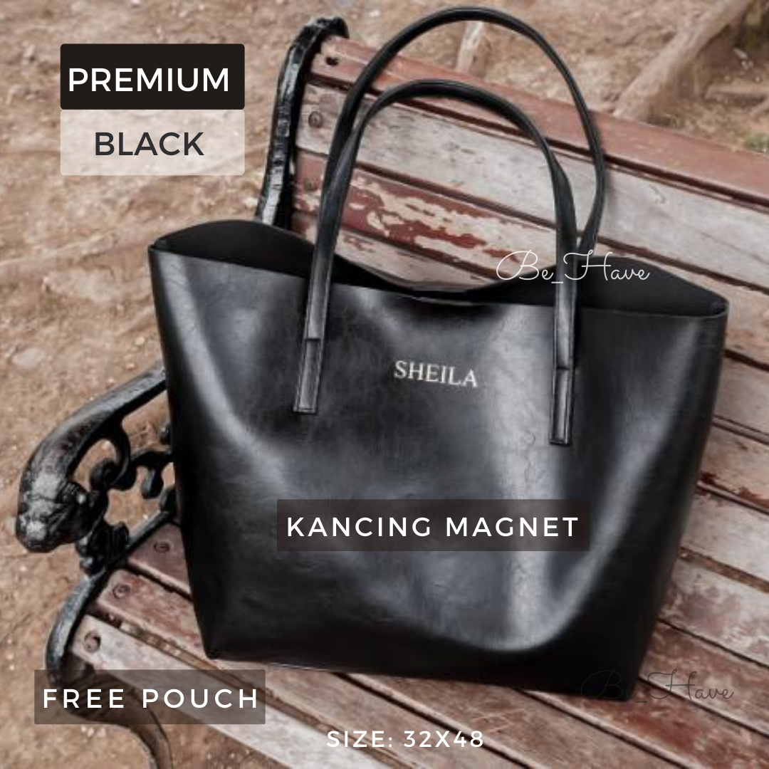 black leather bag