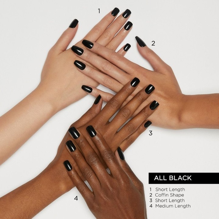 [IMPRESS] COLOR PRESS-ON MANICURE ALL BLACK