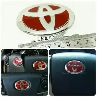 Aksesoris Mobil Toyota Emblem Logo Stir Setir Steer Merah Kemudi
