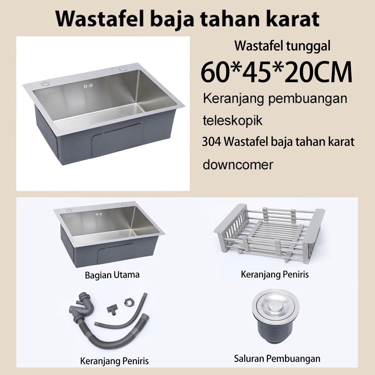 Kitchen Sink Stainless Paket Lengkap Bak Cuci Piring Kitchen Sink