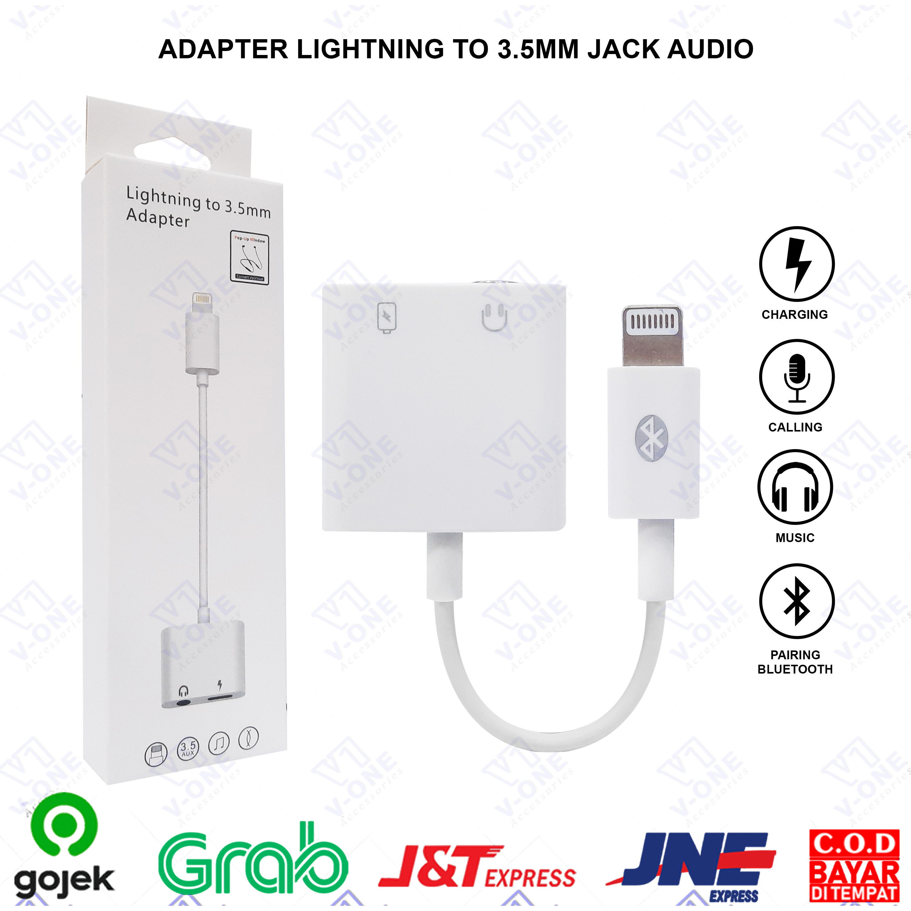 Adaptor Lightning Ip to Audio Jack 3.5mm Bluetooth Sambungan Jack Audio