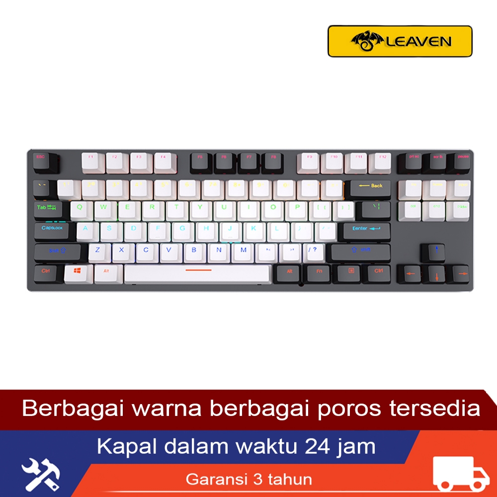LEAVEN K550 keyboard mechanical gaming RGB murah USB blue switch red