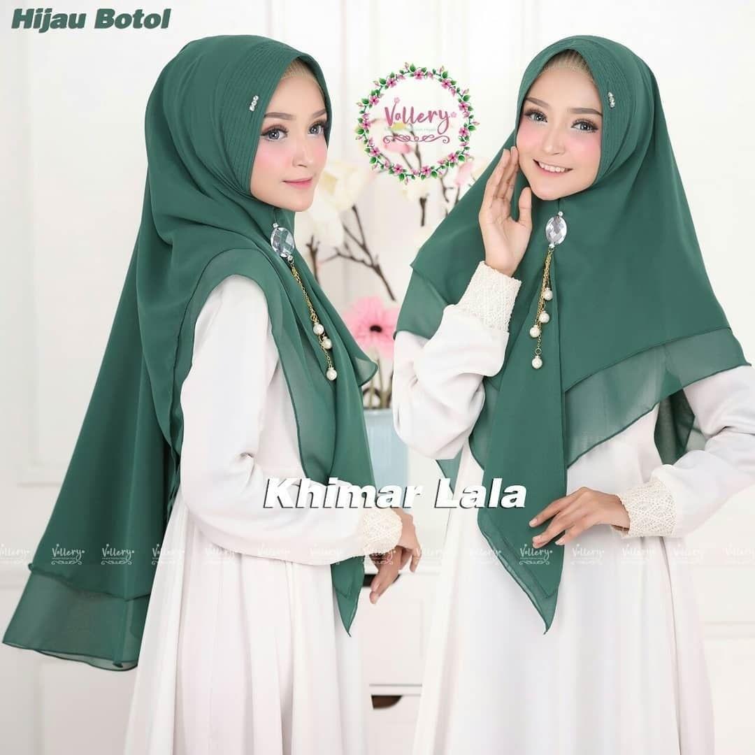 Khimar Lala Vallery Hijau Bottle Khimar Oneto / Daily Jilbab / Hijab Instan Syari / Kerudung Syari