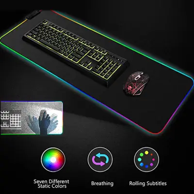 MONTIAN Glowing LED High Precision Gaming Mouse Pad RGB 300 x 780 x 4mm - GIBI - Black