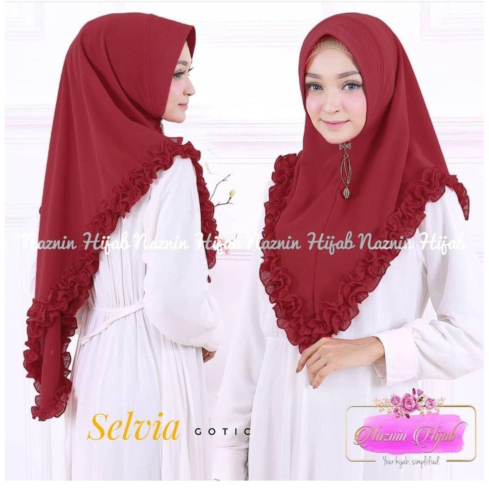 JILBAB INSTAN MURAH SELVIA GOTIK REMPEL / HIJAB TERBARU /FASHION JILBAB - Maroon