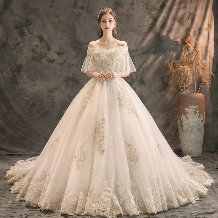 gaun wedding dress ballgown gaun pengantin dress party gaun ekor mewah ...