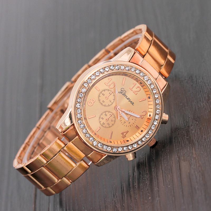 - BISA BAYAR DI TEMPAT - 100% ORIGINAL GENEVA Watch Jam Tangan Wanita Rantai Stainless Steel Analog Wrist Quartz Korea Modis Diamond Fashion Modern Leather Strap Quartz Movement Kulit Watch