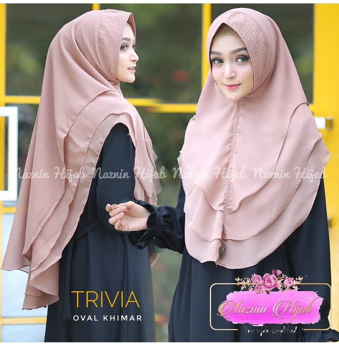 Hijab Kerudung Jilbab Khimar Ceruti Pinguin Kinari 3 Layer / Khimar Non Pet Instant Syari Instan Jumbo