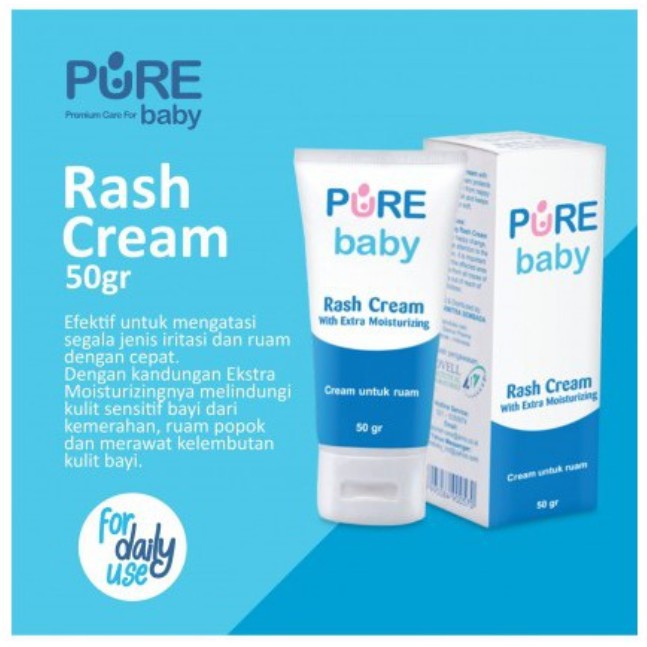 Pure Baby Rash Cream 50g Per Pcs Krim Moisturaizer Atau Pelembab