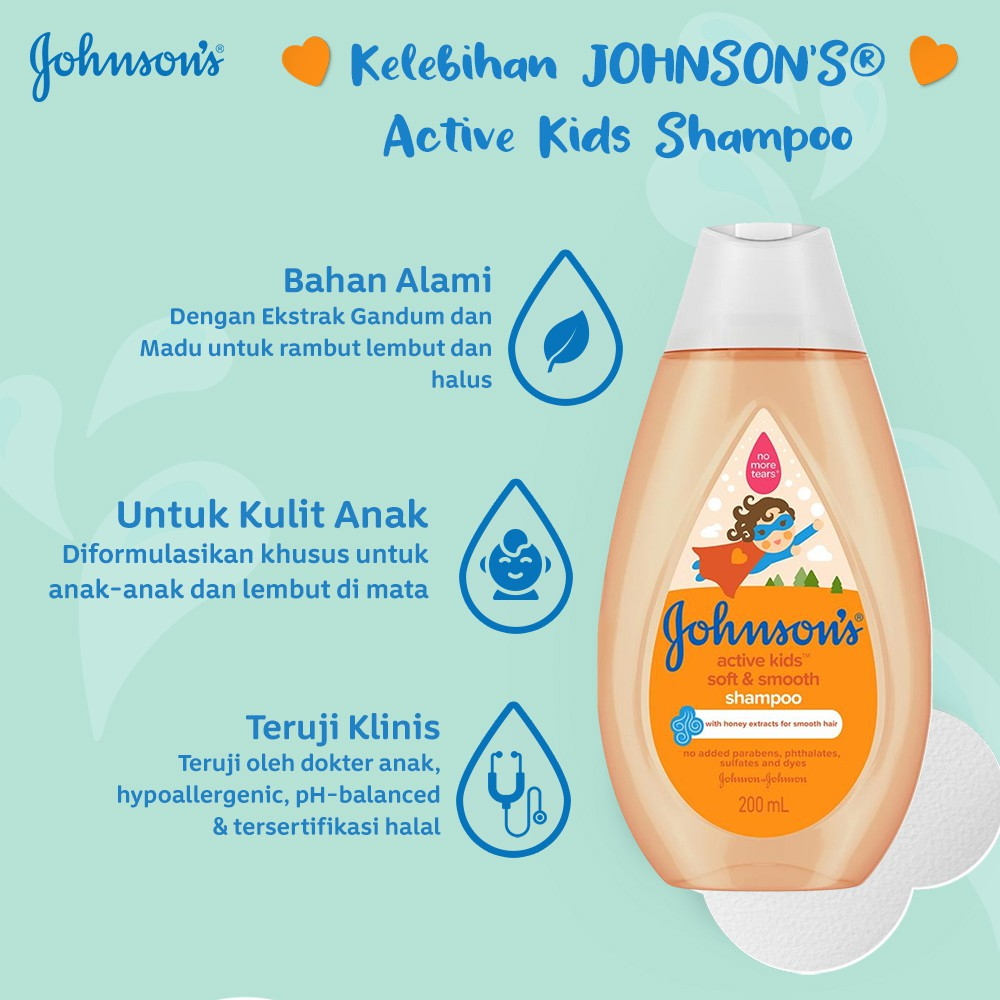 JOHNSON'S Baby Shampoo Gold Active fresh Soft&Shiny Shampo Anak
