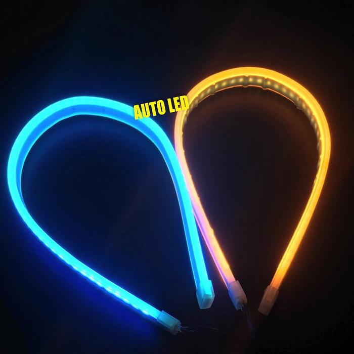 Lampu Alis Drl Flexibel Slim Running Sein 60 Cm Waterproof 2 Pcs Biru Sein Kuning A00106