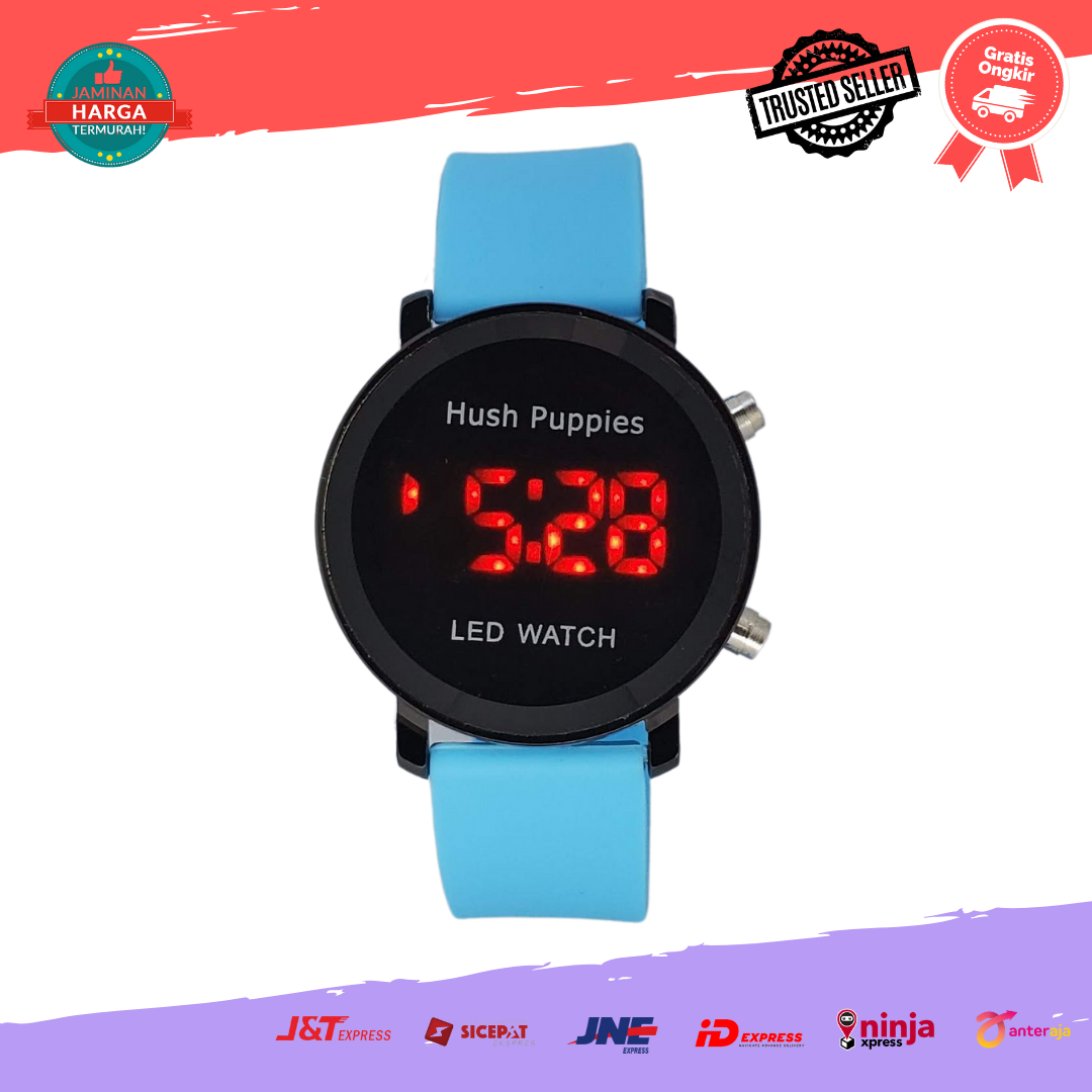 [COD] Jam Tangan Digital Remaja Wanita Perempuan ABG Hush Puppies Branded Bulat Strap Rubber