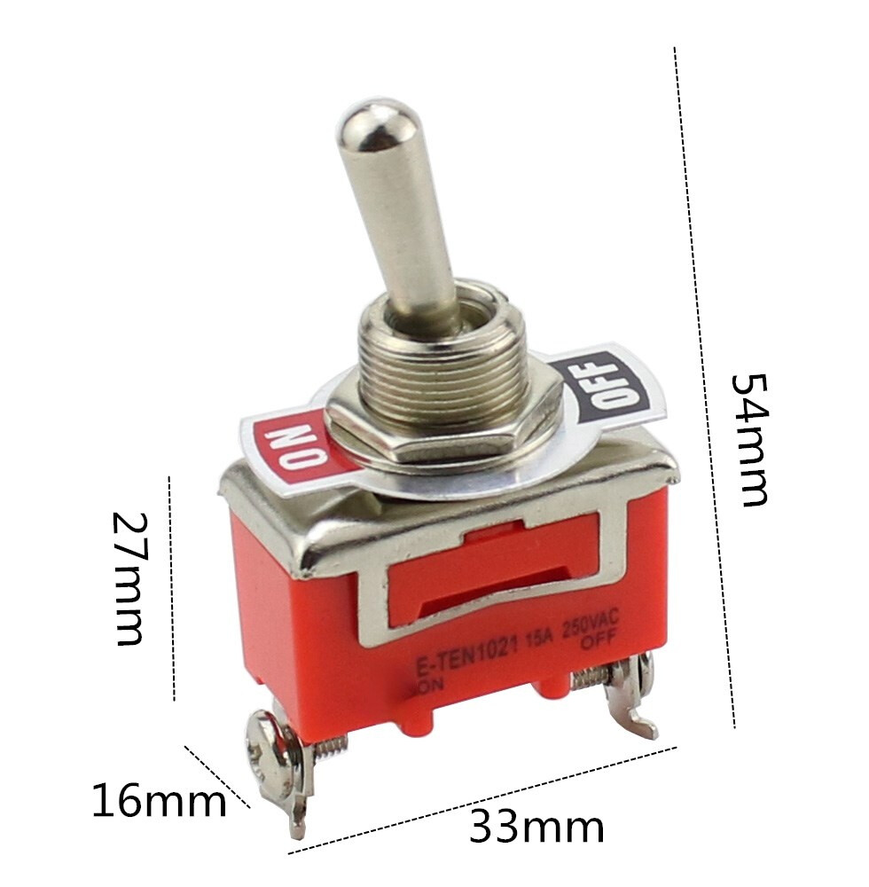 AC 250V 15A 2-pin DPDT On/Off 2-bit Mini Toggle switch E-TEN1021 Orange