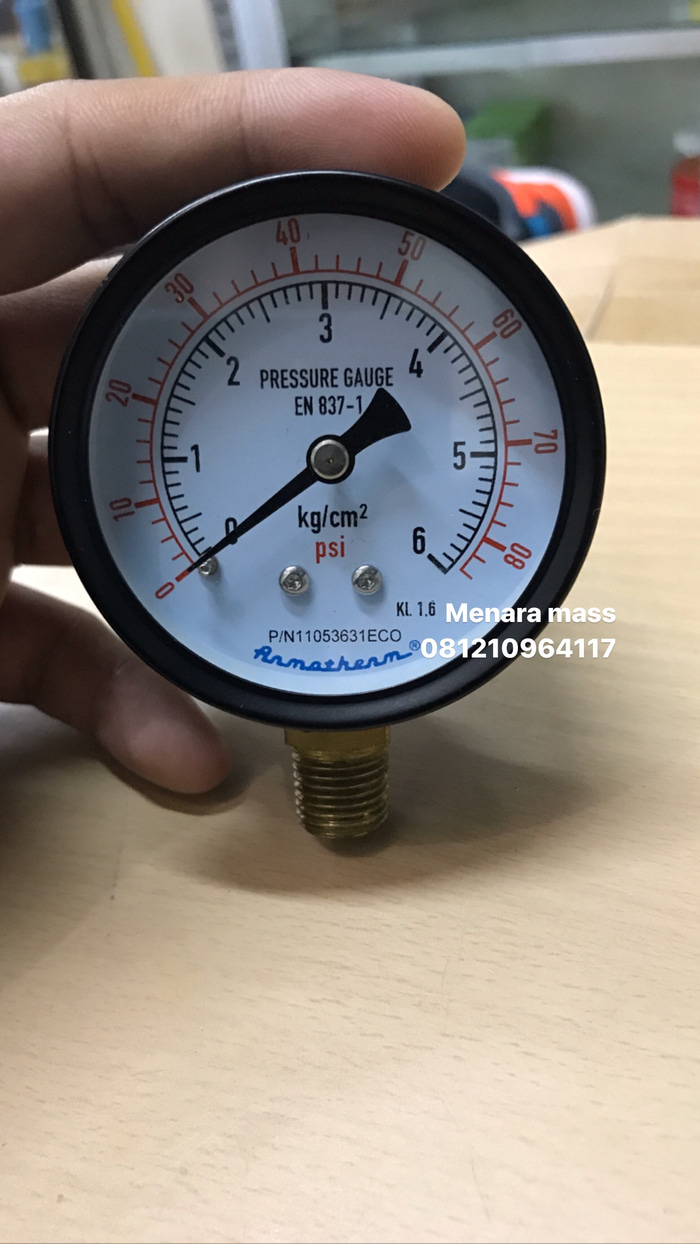 Pressure Gauge Armatherm 2,5” x 1/4” Blacksteel sparepart Lazada