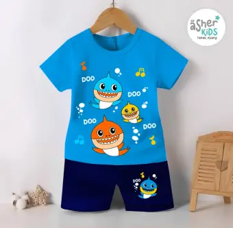 Setelan Baju Anak Lucu Murah Keren Terbaru Gambar Baby Shark Biru Lazada Indonesia
