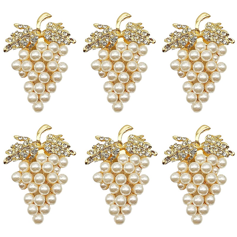 Grapes Napkin Rings Set of 6, with Glittering Imitation Diamond and