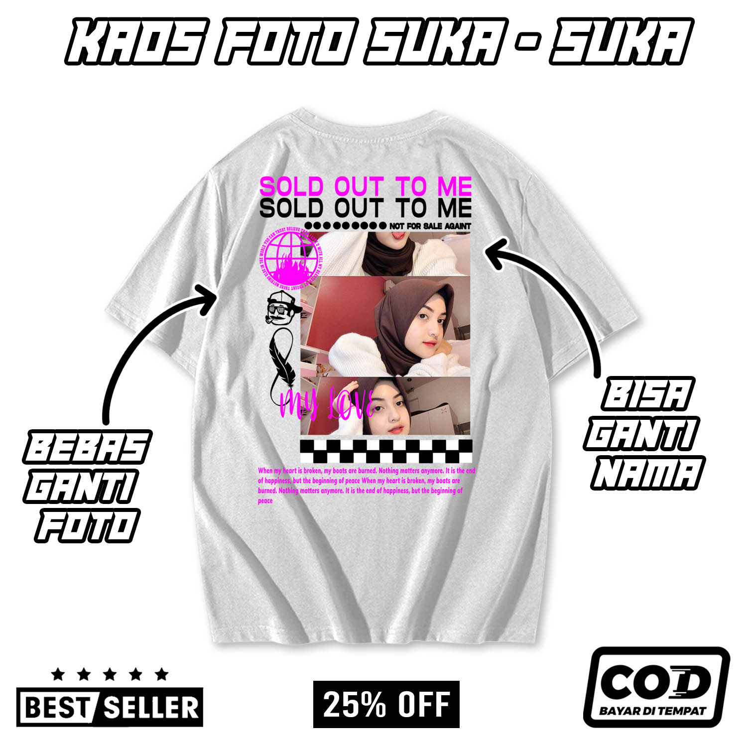 KAOS CUSTOM AESTHETIC 28 - BEBAS REQUEST PAKAI FOTO DAN NAMA SENDIRI ...