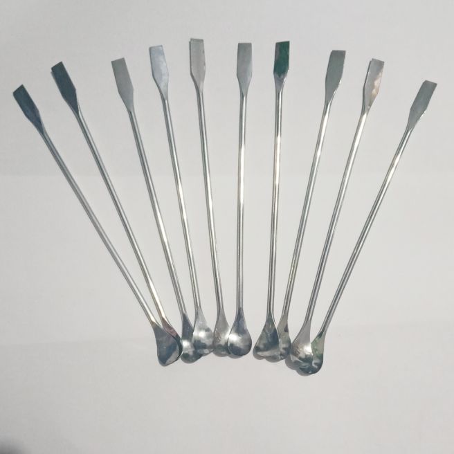 Spatula Spatel Sendok Stainless Steel Farmasi Kimia Double Dua Sis
